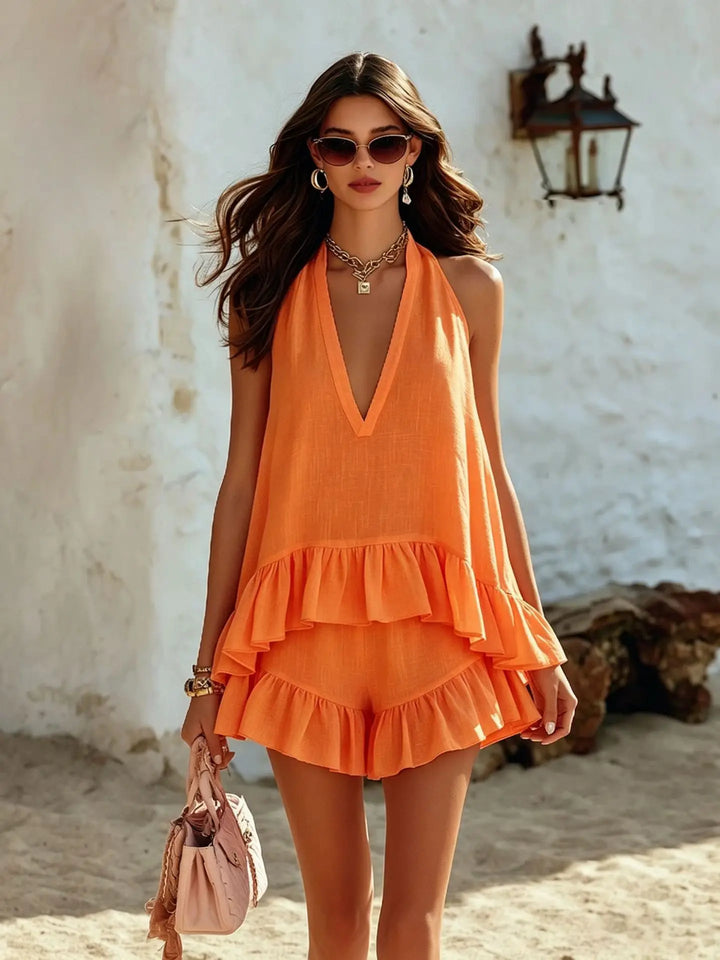 Isla Casual Ruffle Top Two-Piece Set