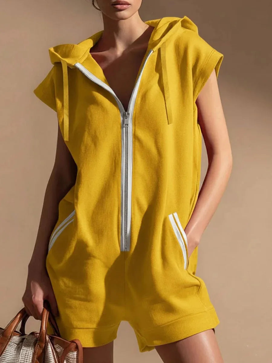 Zoe Hooded Zip Front Romper