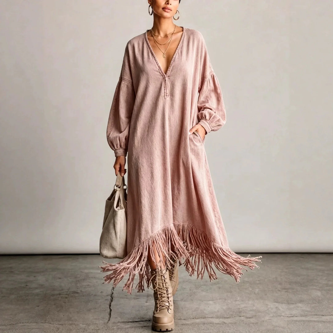 Marlowe V-Neck Fringe Dress
