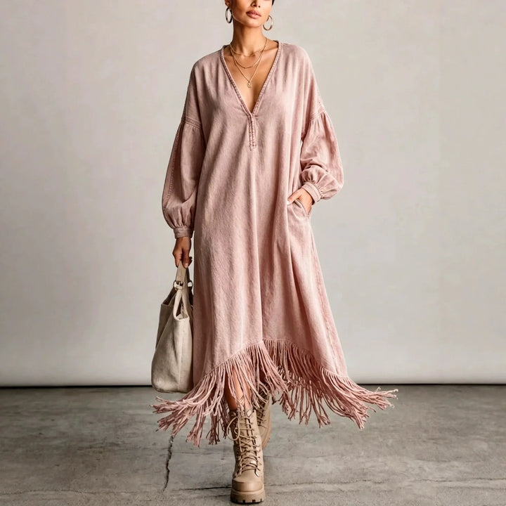 Marlowe V-Neck Fringe Dress