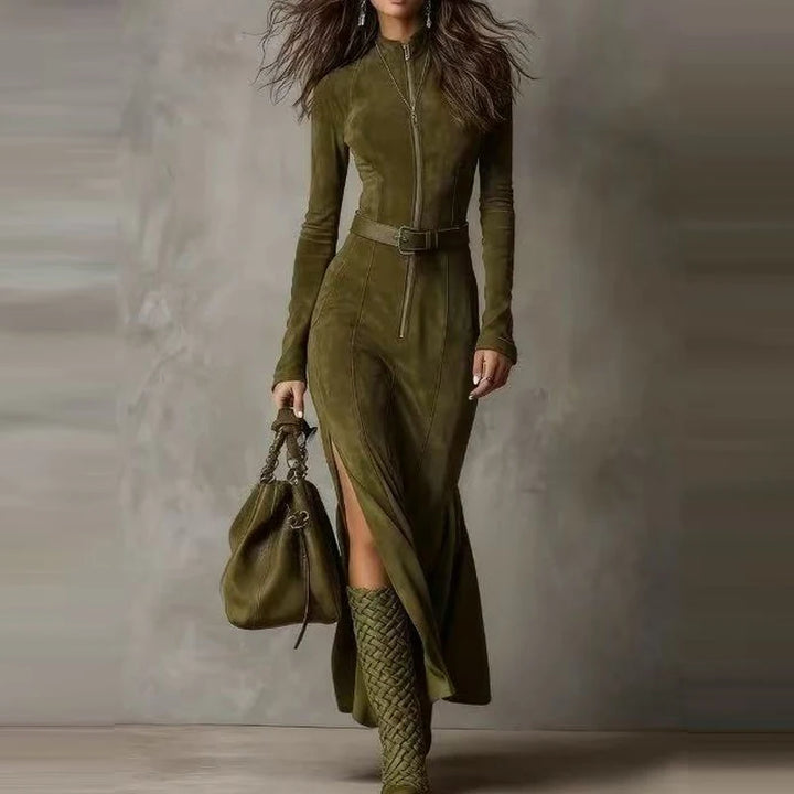 Evelina Suede Maxi Dress