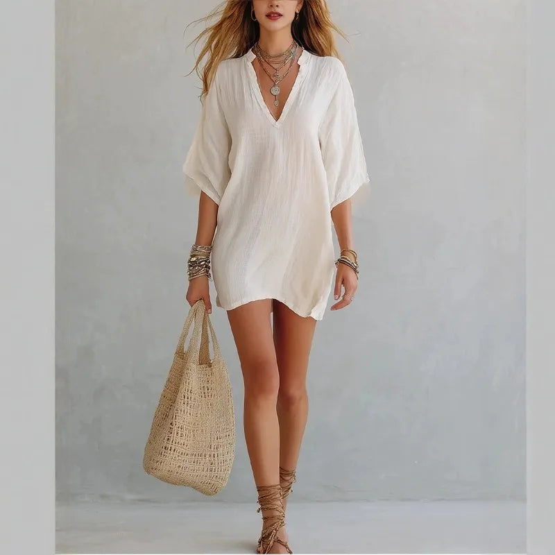 Bea V Neck Tunic Mini Dress