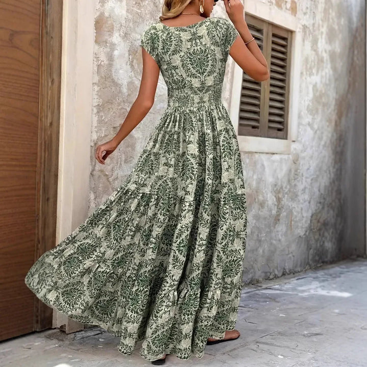 Willow Floral V Neck Long Sleeve Flared Midi Dress