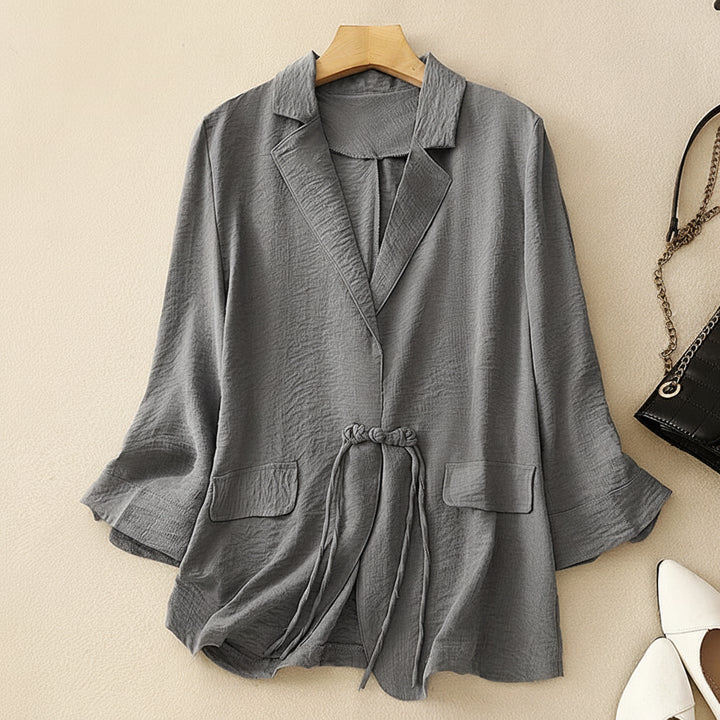 Amelie Drawstring Linen Blazer