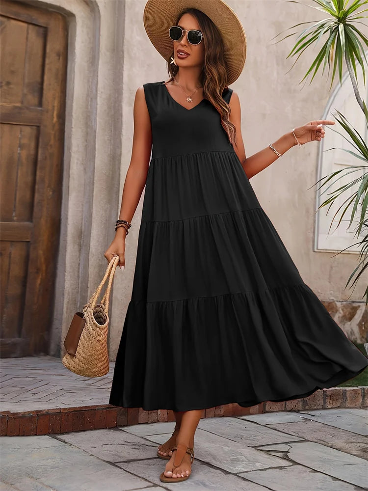 Rosalie Sleeveless Tiered Maxi Dress