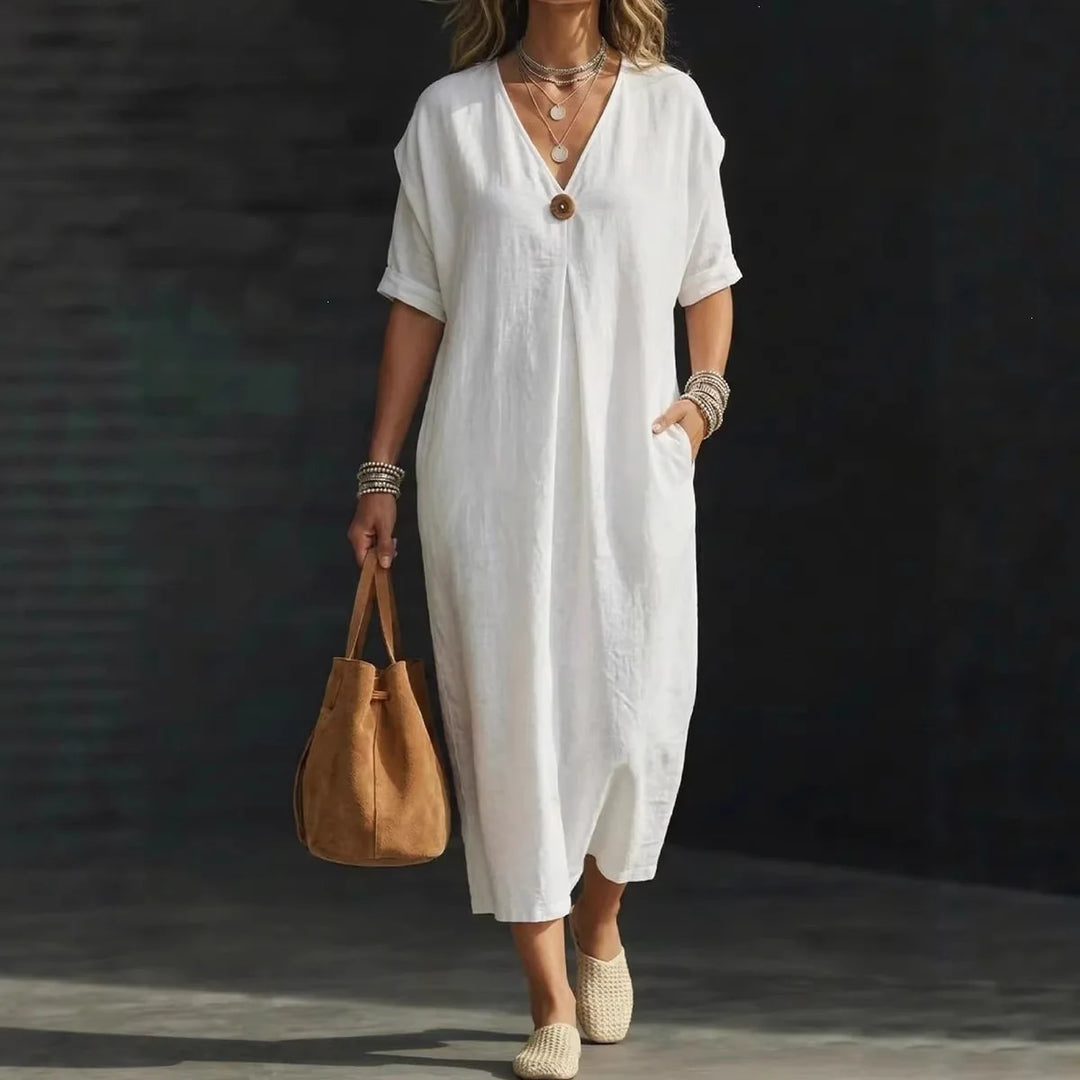 Leah Breathable V Neck Maxi Dress