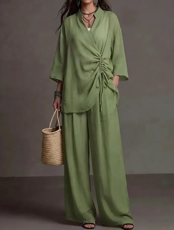 Amira Drawstring Wide Leg Trouser Set