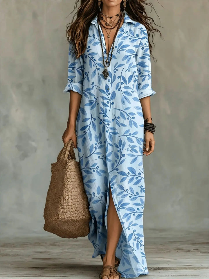 Aurelia Bohemian Print Long Shirt Dress