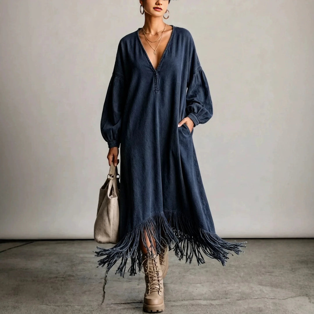 Marlowe V-Neck Fringe Dress
