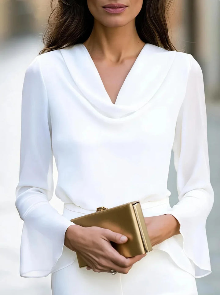 Mireille Draped V Neck Blouse