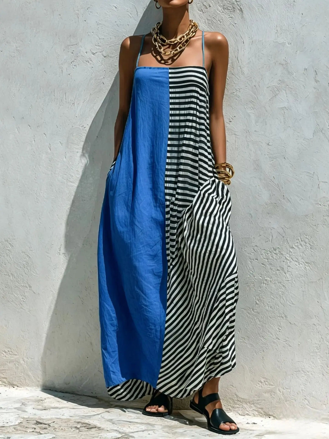Liana Casual Striped Maxi Dress