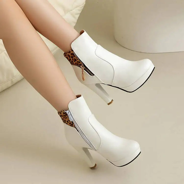 Vivienne Leopard Panel Ankle Boots