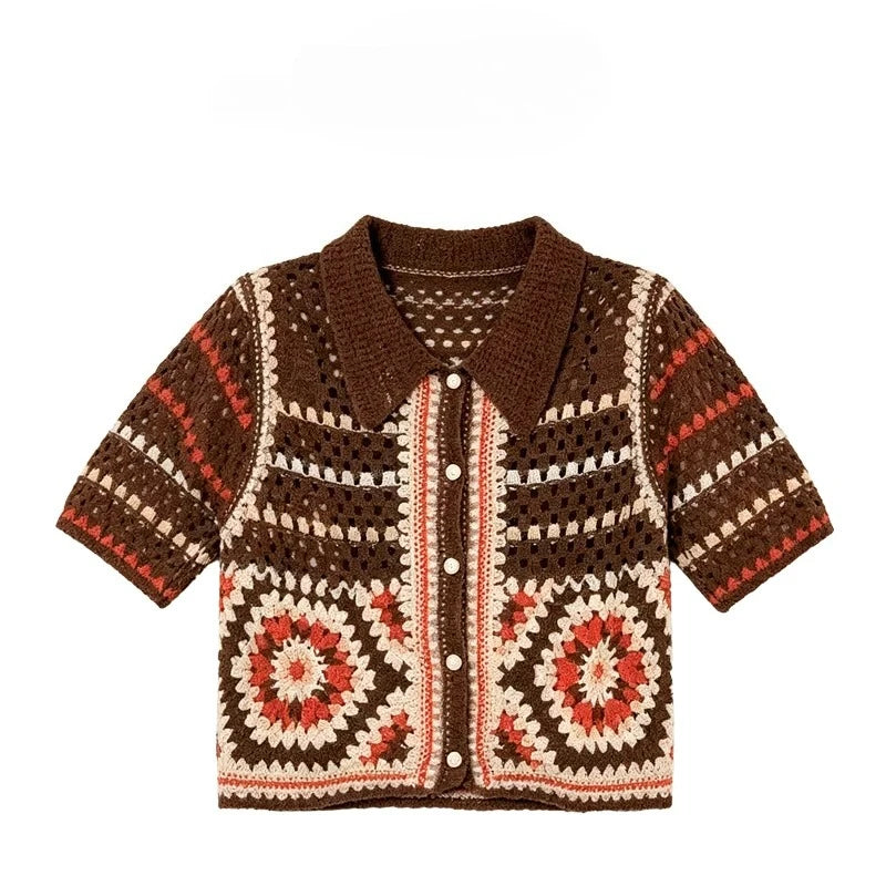 Daphne Crochet Knit Cardigan