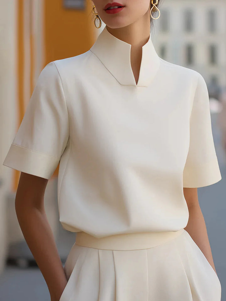 Natalie Structured Stand Collar Blouse