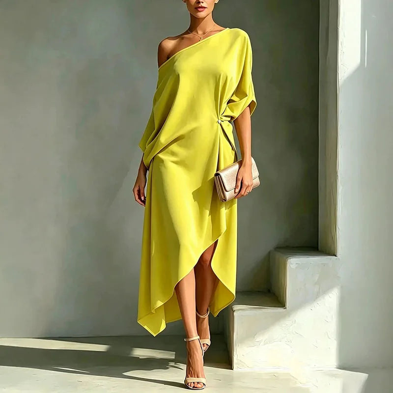 Alessia Elegant Asymmetrical Midi Dress