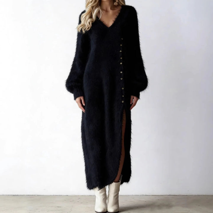 Aurora Fur Knit Sweater Dress