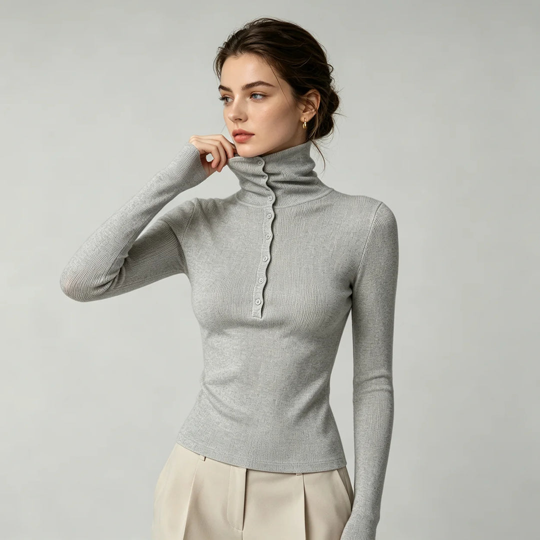 Elodie Ribbed Mock Neck Top