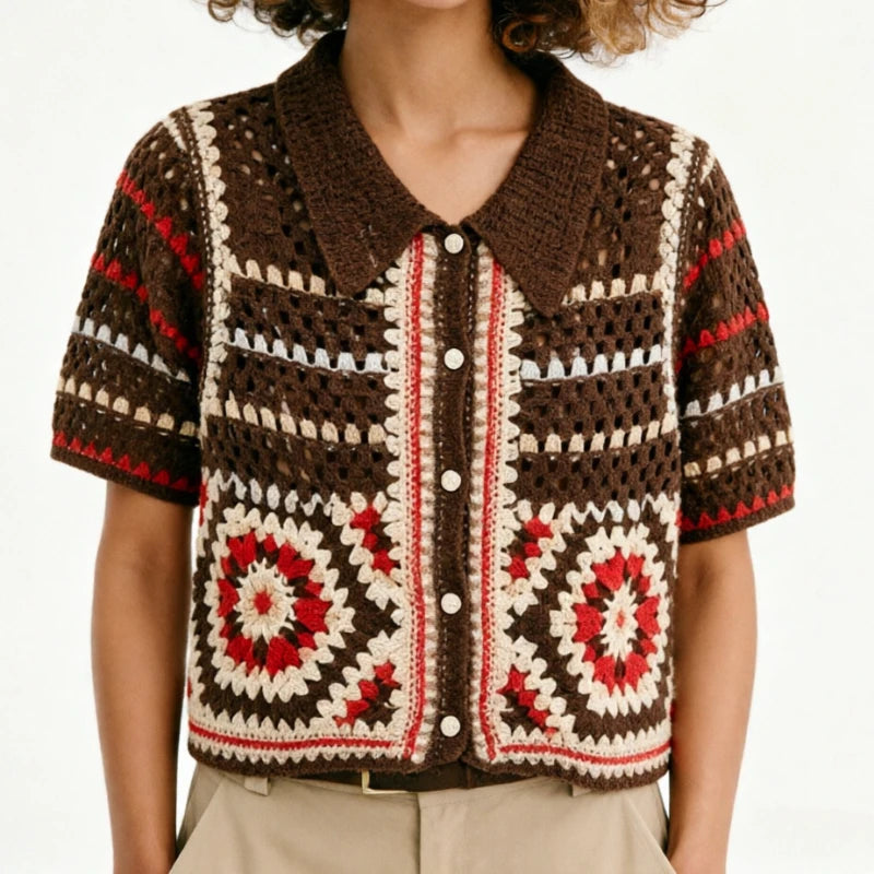 Daphne Crochet Knit Cardigan