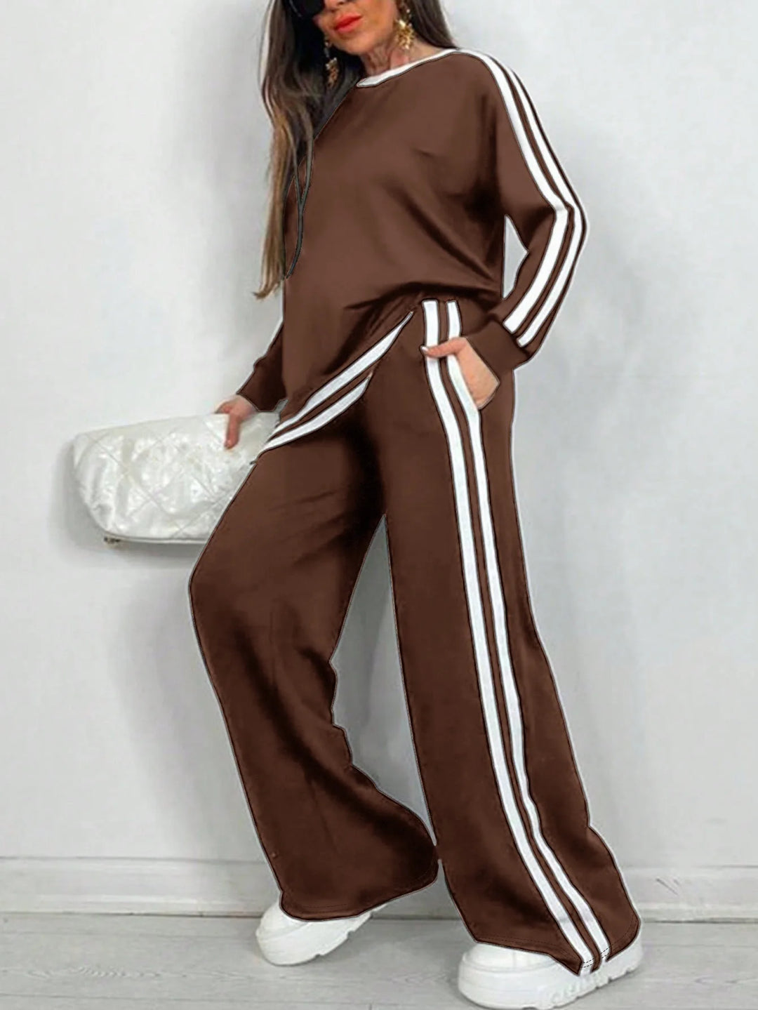 Milda Sports Stripe Lounge Set