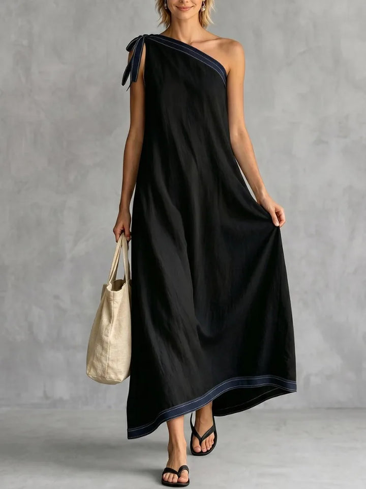 Odalys One Shoulder Vacation Maxi Dress