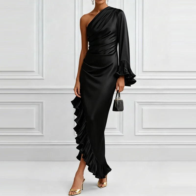 Valentina Elegant Ruffle Maxi Dress