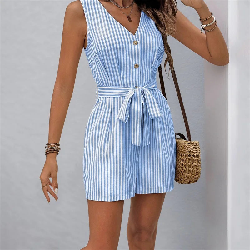 Bailey Striped Tie Waist Romper