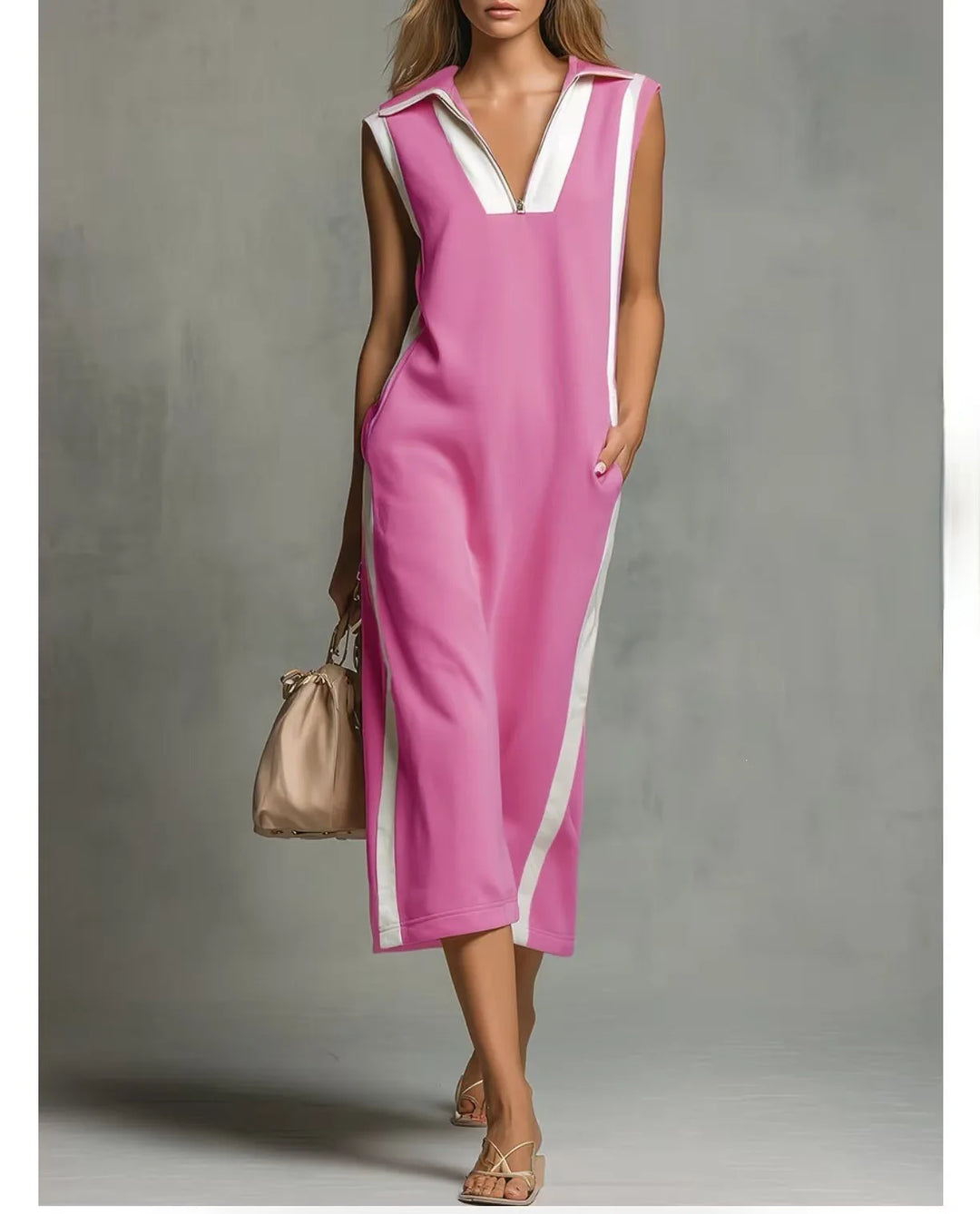 Avery Relaxed Fit Sleeveless Midi Shirt Dress