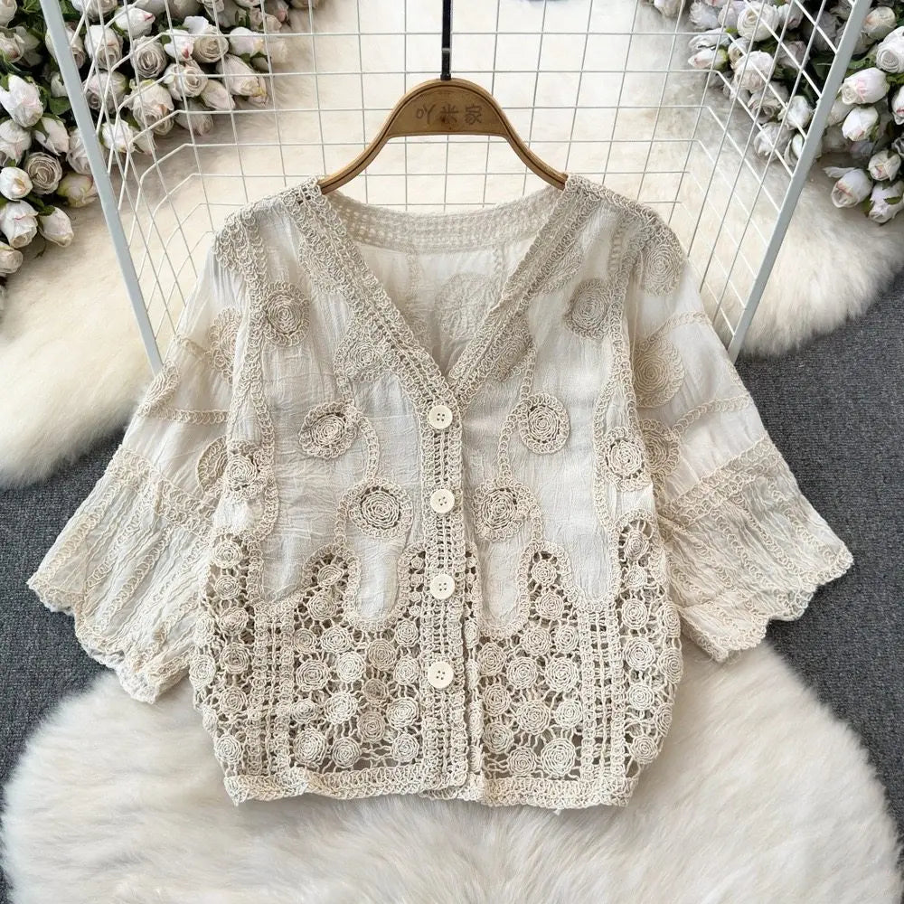 Delilah Embroidered Crochet Blouse
