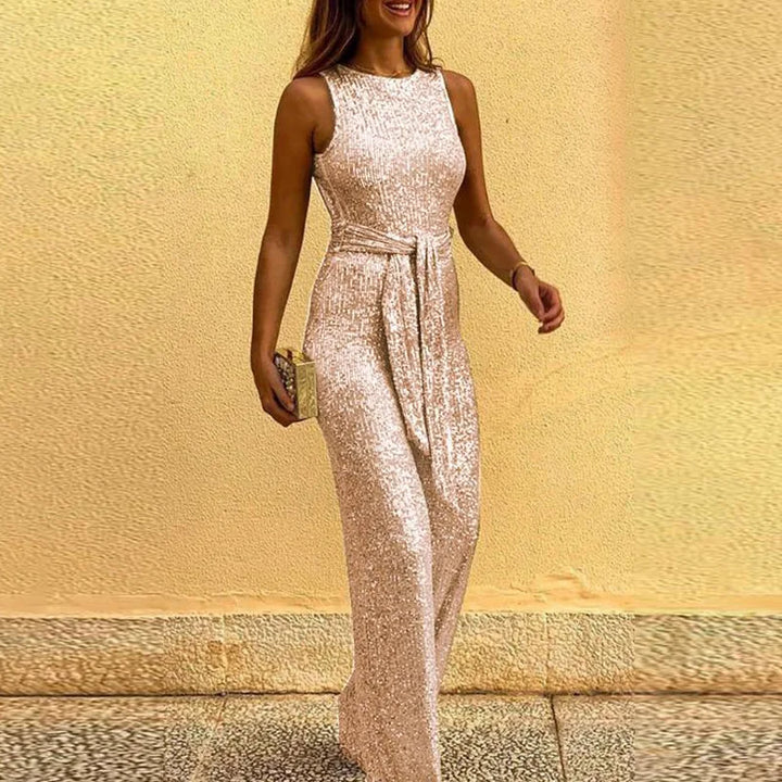 Amira Front Tie Sequin Jumpsuit