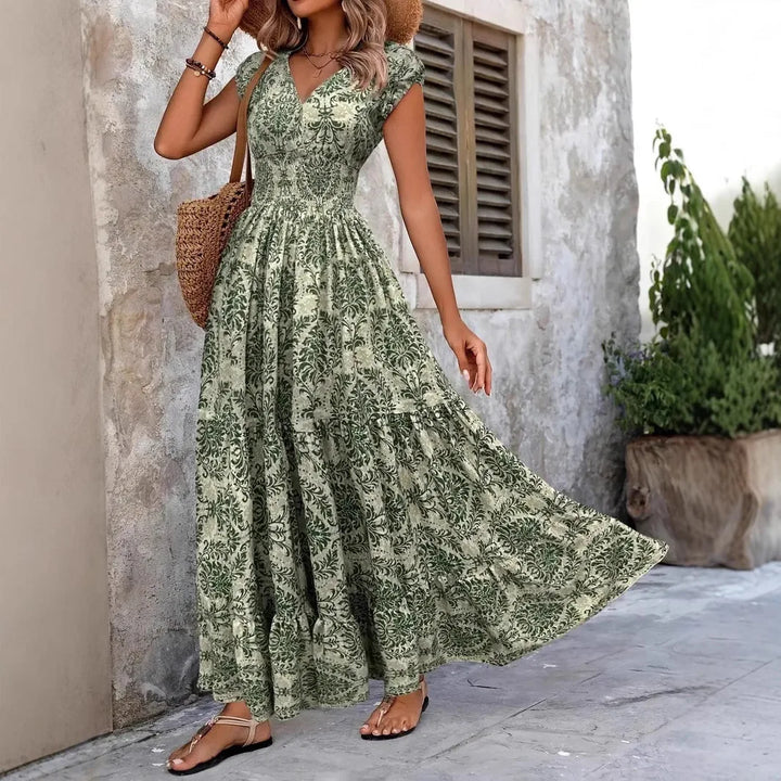 Willow Floral V Neck Long Sleeve Flared Midi Dress