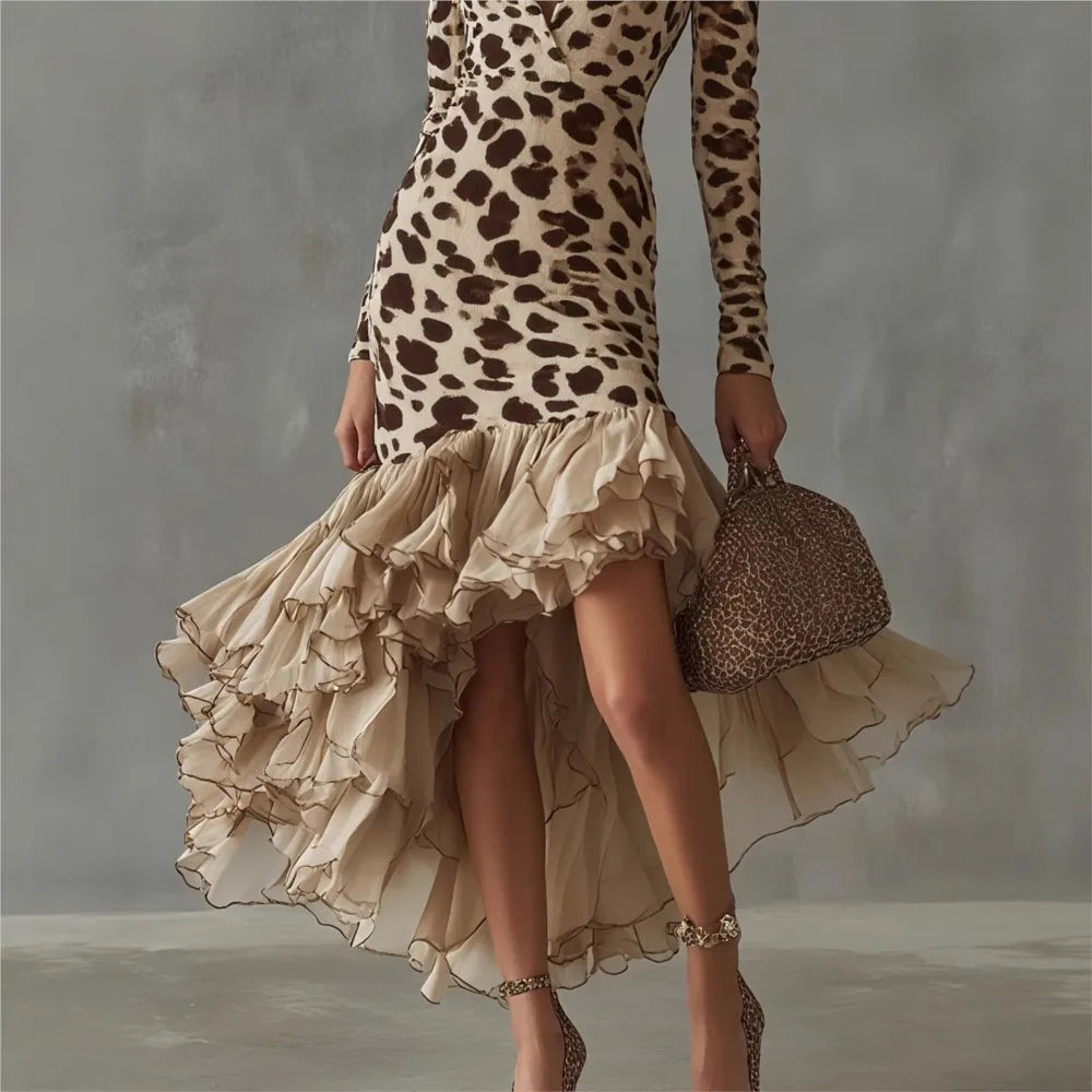 Sloane Leopard Ruffle Dress