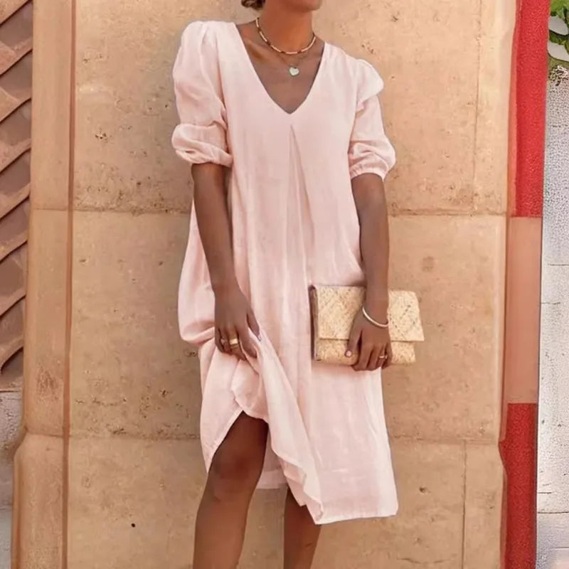 Elara Puff Sleeve Midi Dress