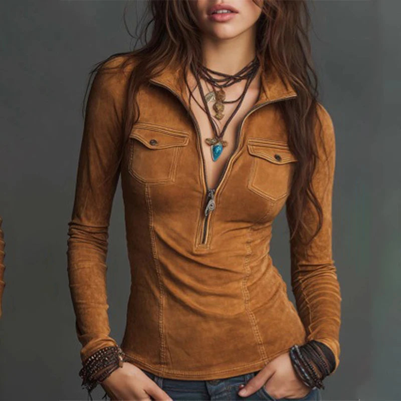Briar Suede Half Zip Shirt