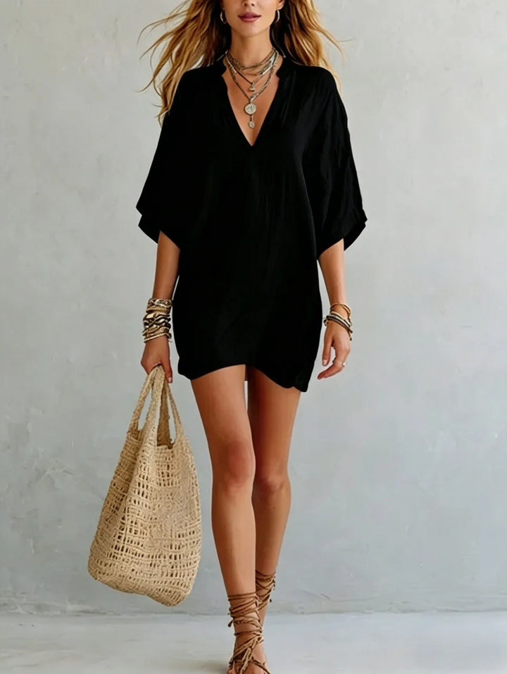 Bea V Neck Tunic Mini Dress