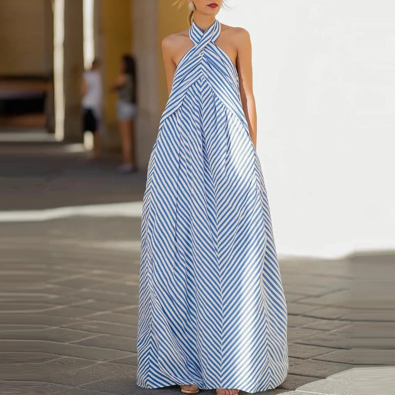 Mila Flowy Chic Striped Long Dress
