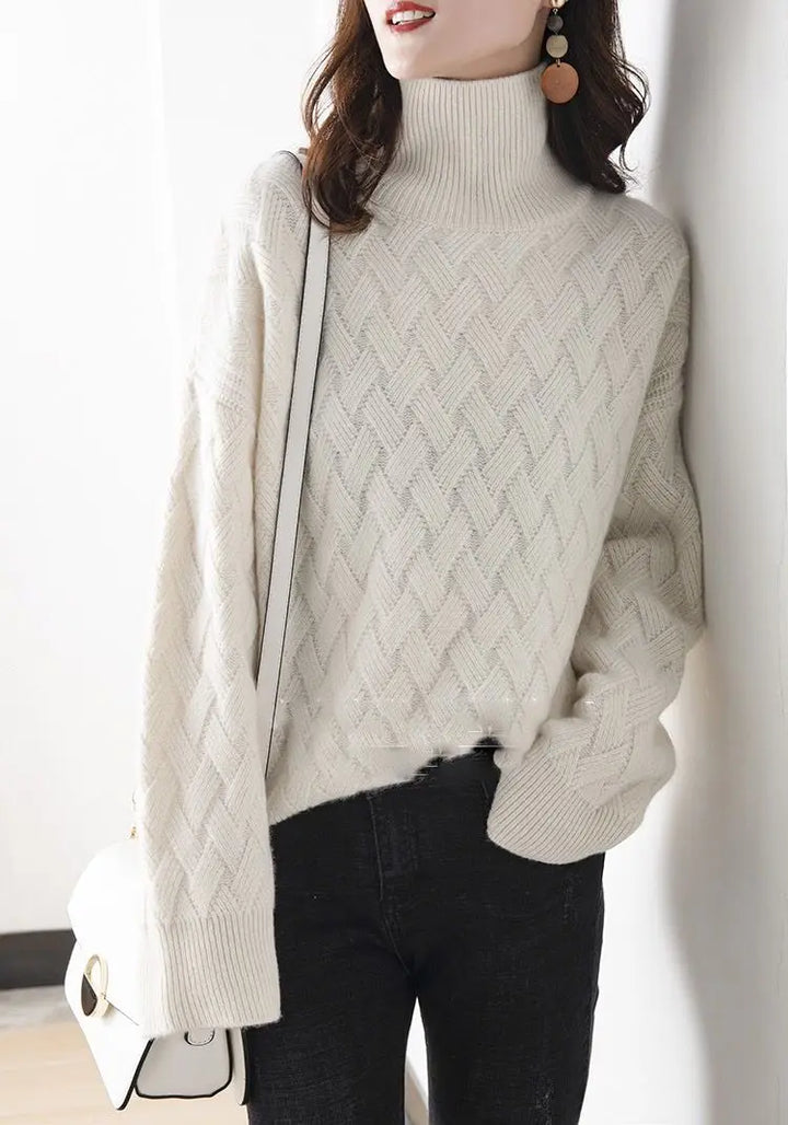 Clara Basketweave Turtleneck Sweater