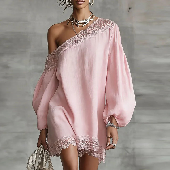 Bellarose One Shoulder Boho Mini Dress