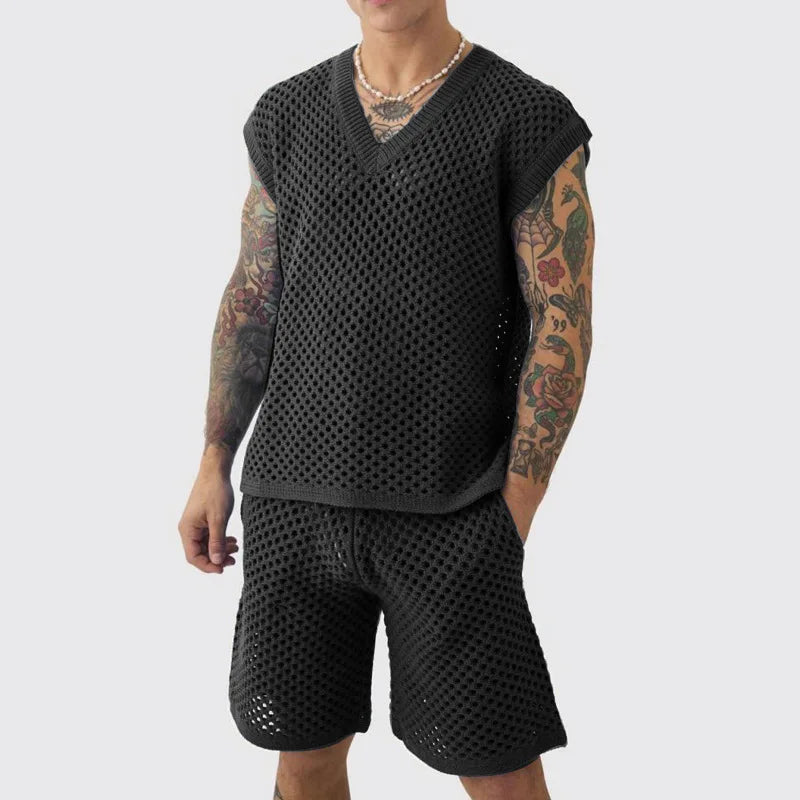 Sebastian V Neck Knit Short Set