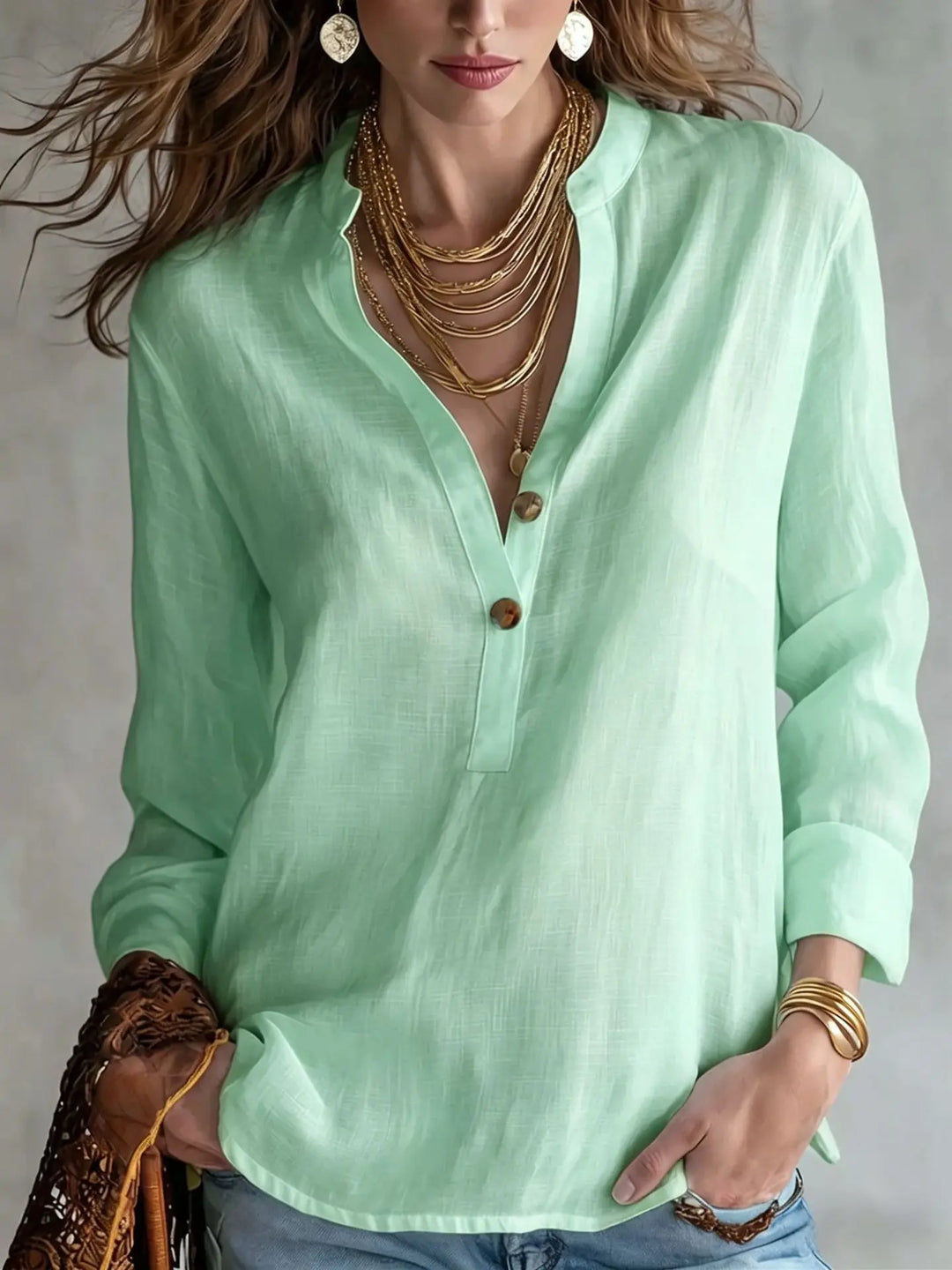 Aubrey Breathable Linen Blend Blouse
