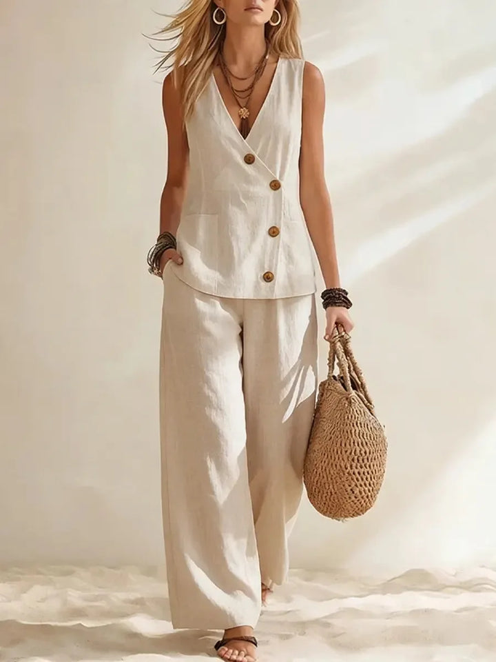 Maeve Button Vest Co-Ord Set