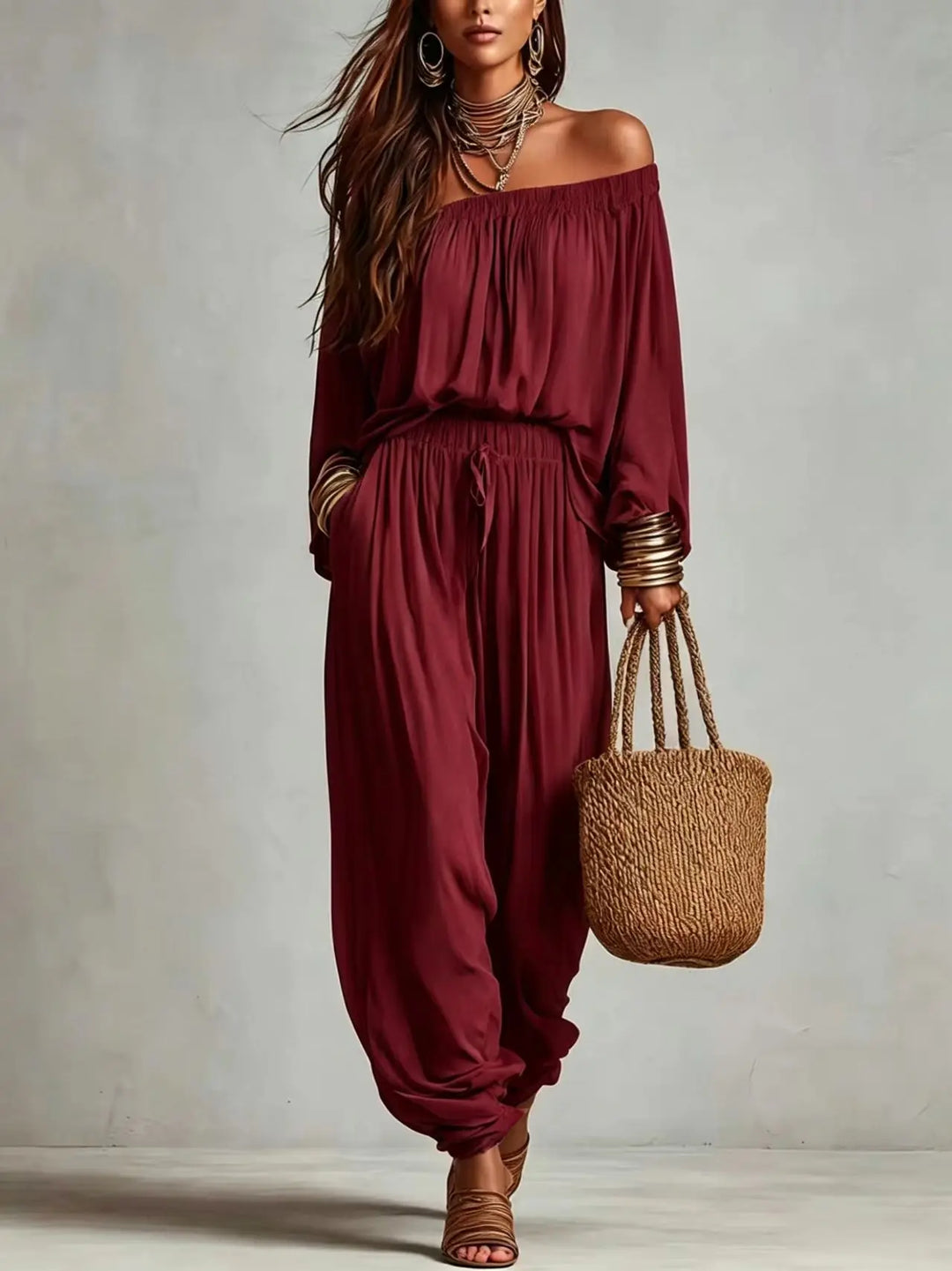 Maribel Off Shoulder Harem Set
