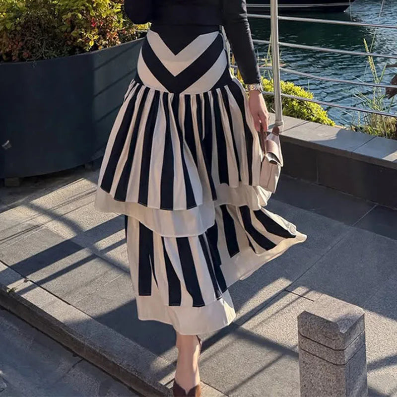 Monroe Tiered Stripe Skirt