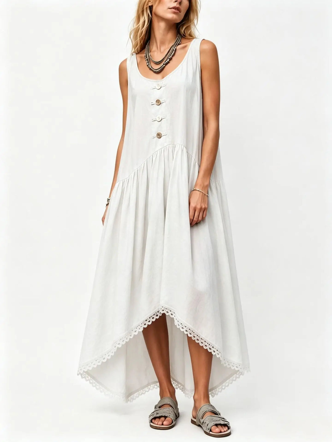 Taylor Flowy Asymmetrical Midi Dress
