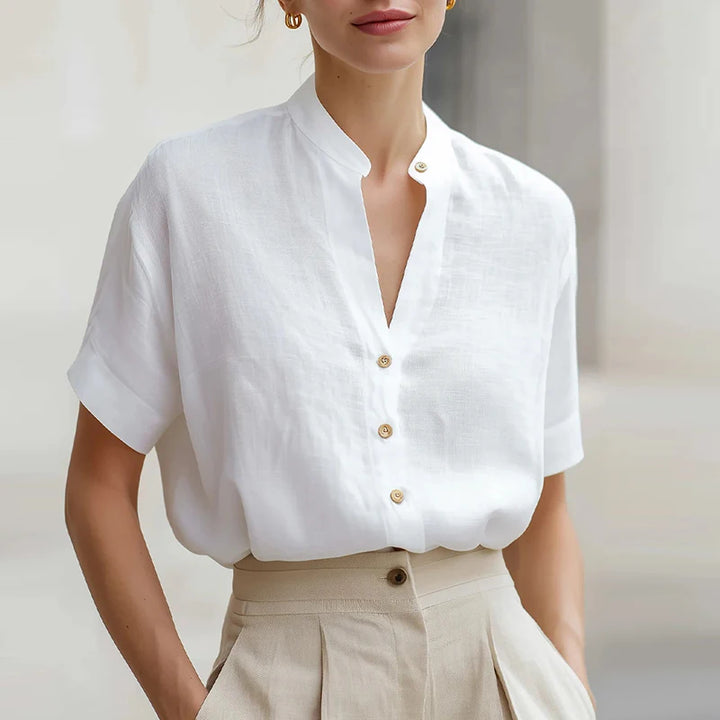 Aveline Button Front V Neck Blouse