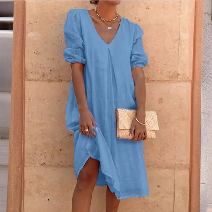 Elara Puff Sleeve Midi Dress