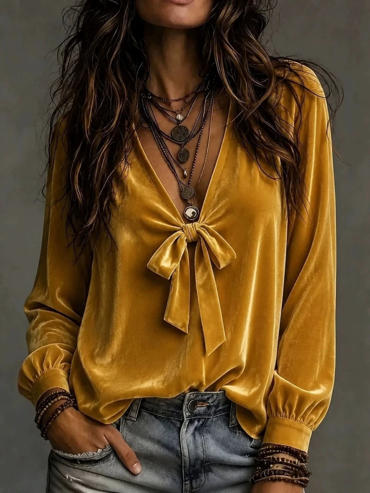 Maribel Velvet V Neck Top