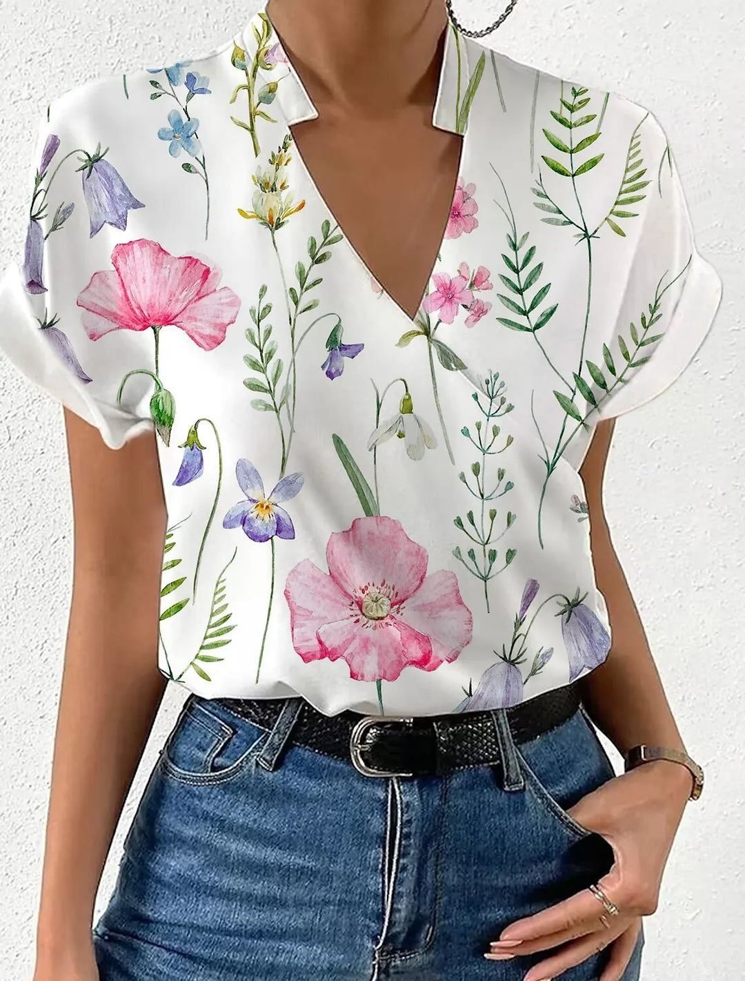 Samantha Floral Wrap Blouse