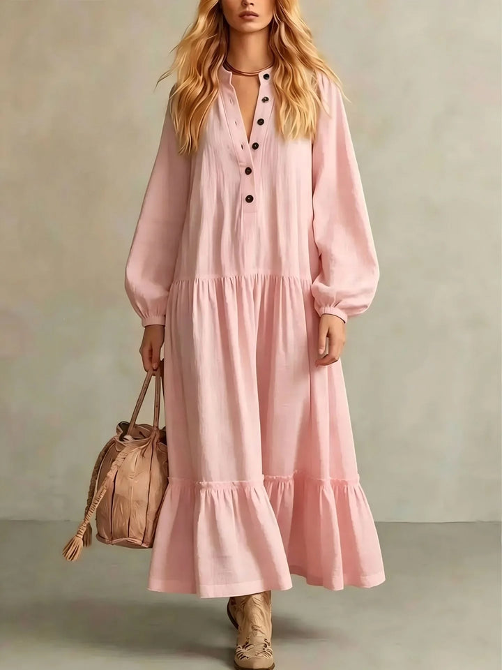 Elara Button Front Tiered Maxi Dress