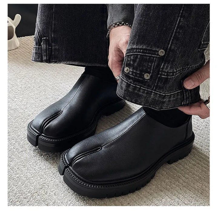 Obsidian Leather Tabi Loafers