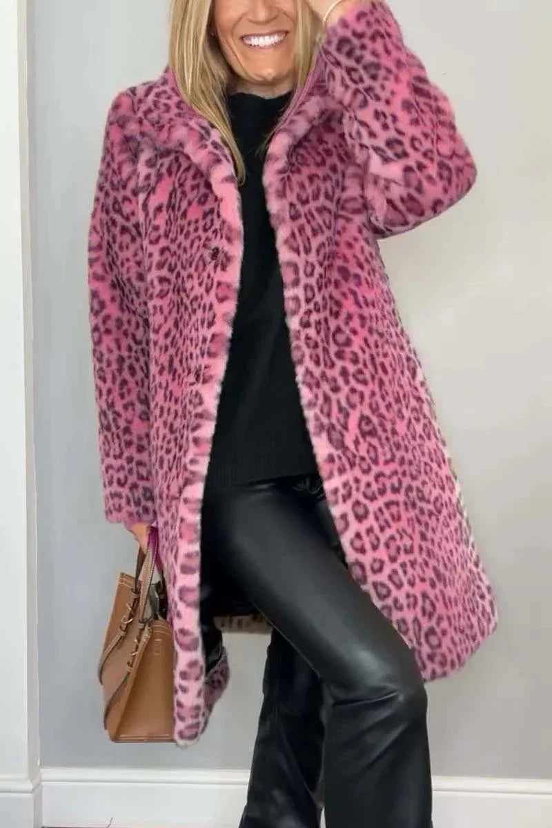 Simone Turn Down Leopard Coat